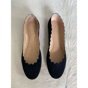 Chloé suede scalloped flats, Size 39